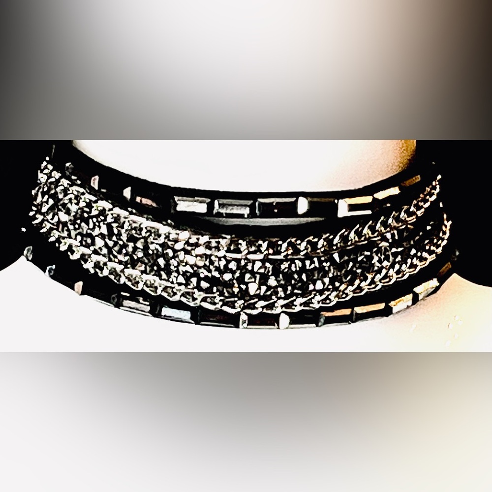 Vintage Black and Silver Leather Bracelet